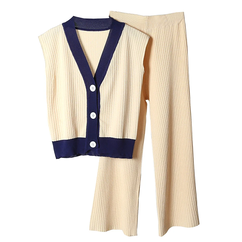 Новые Элегантные Женская одежда 2018 Повседневное короткие свитера + штаны