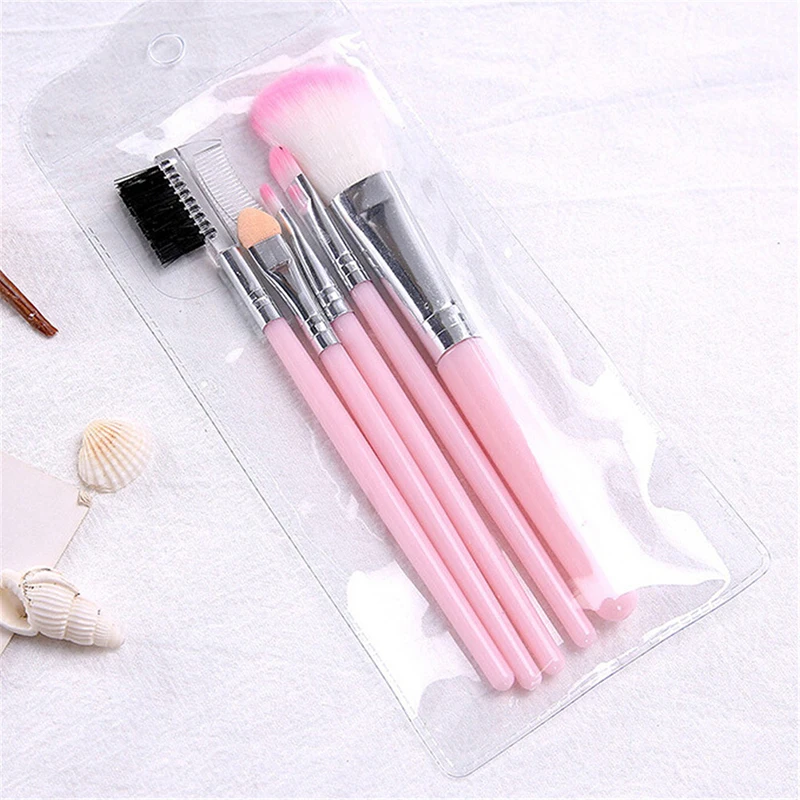 5PCS Cosmetic Eye Shadow Foundation Eyebrow Eyeliner Eyelash Lip Brush Makeup Brushes Tool Make Up Set Pink | Красота и здоровье