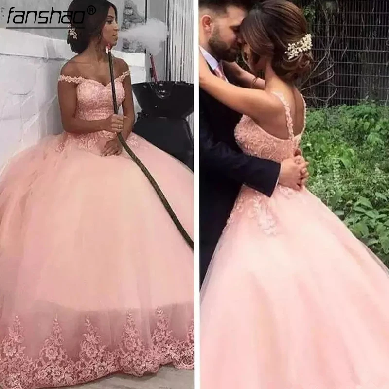 Роскошное розовое бальное платье Quinceanera на тонких бретельках с аппликацией