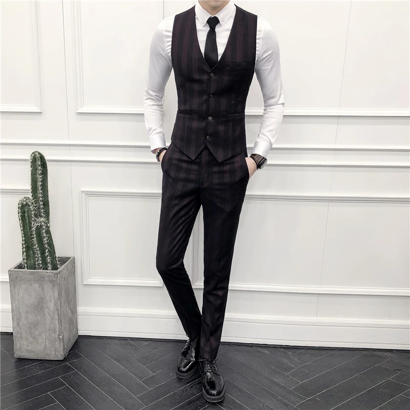 2019 классический мужской полосатый костюм жилет азиатского размера 3XL