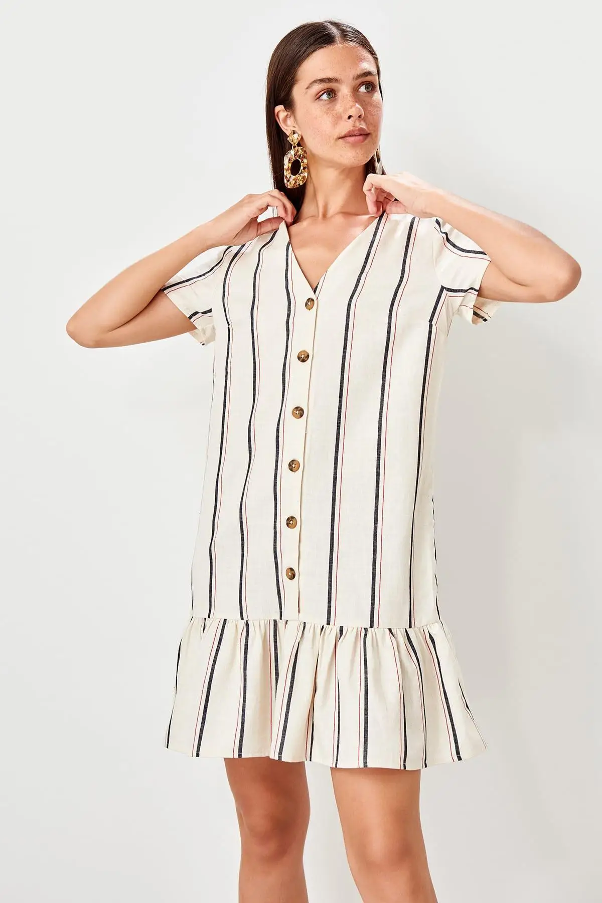 Trendyol Raw White Striped Dress TWOSS19EL0087 | Женская одежда