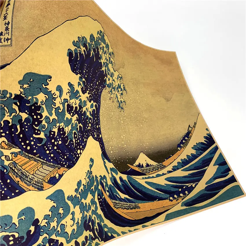 Япония Kanagawa Surf Винтаж крафт бумага плакат Бумага ремесла Ретро Настенные стикеры