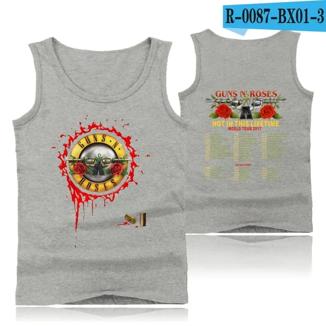 gray GUNS N ROSES, панковские майки для фитнеса, майка без рукавов, летняя майка, майка для спортзала, Мужская одежда для бодибилдинга, ружья и розы - Цвет: gray