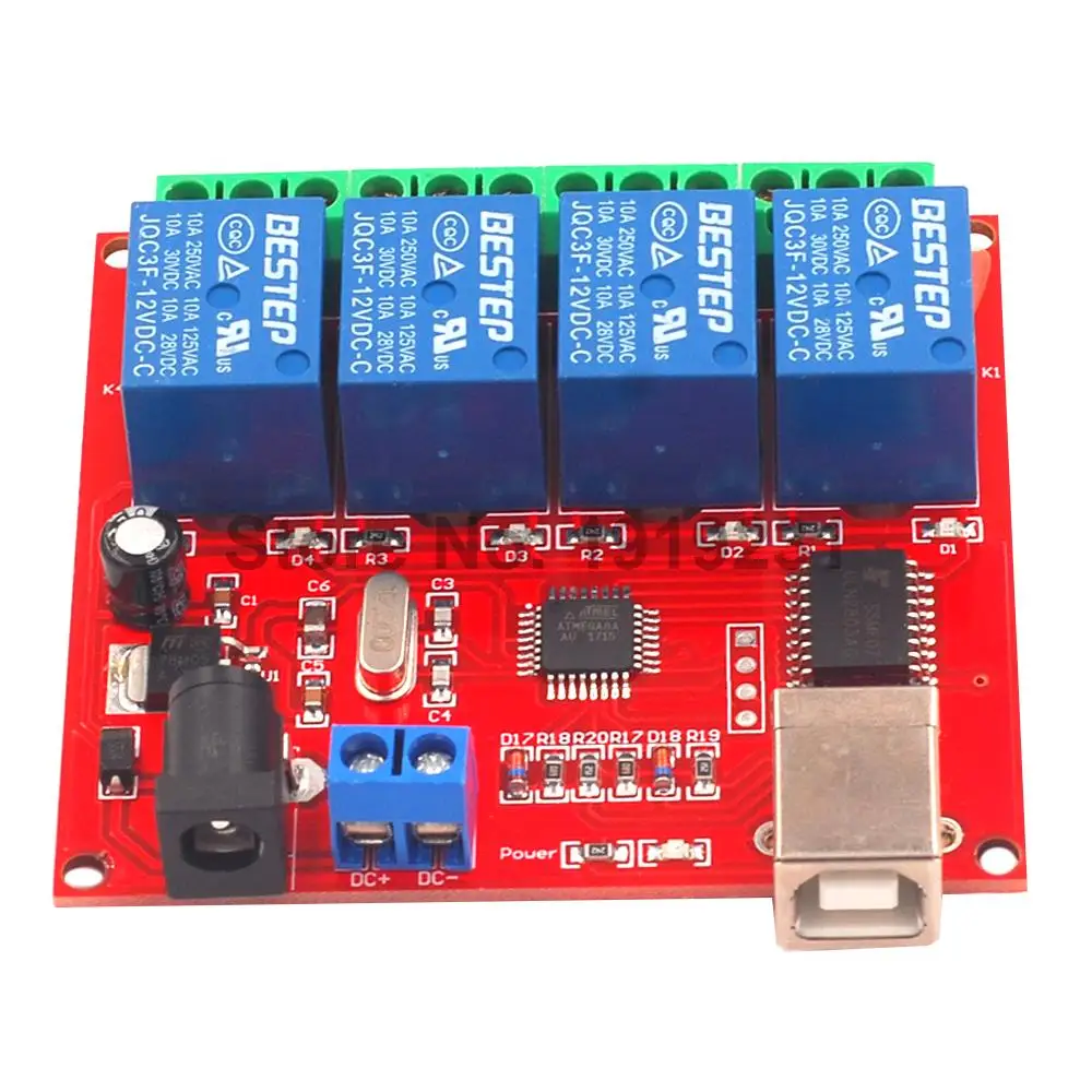 4 канальный DC 12 V USB компьютера Управление переключатель приводное реле Модуль PC