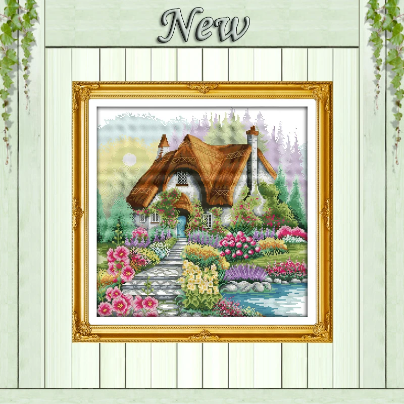 

Flower home Scenery,11CT print on the fabric DMC 14CT Cross Stitch kits,needlework embroidery Sets,Cabin Scenic Home Decoration