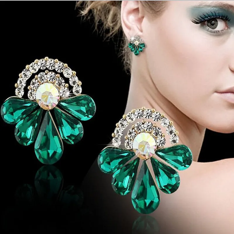 Женские серьги со стразами ALULU элегантные в виде большой воды 2017|crystal rhinestone