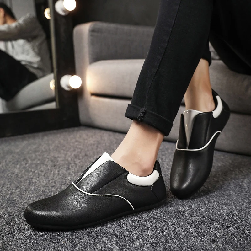 Spring Autumn Men Casual Shoes Fashion soft Leather Loafers Moccasins Slip On Men's Flats male Driving | Обувь