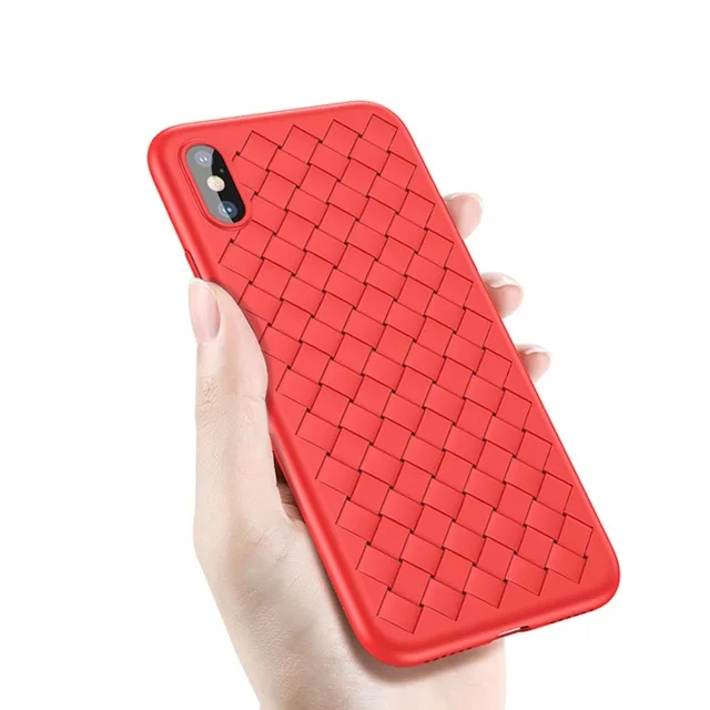 Red Тканый сетчатый Защитный Мягкий силиконовый чехол для iPhone 5 5S SE 6 6s 7 8 Plus 11 Pro X 10 XS Max XR Coque Capa - Цвет: Red