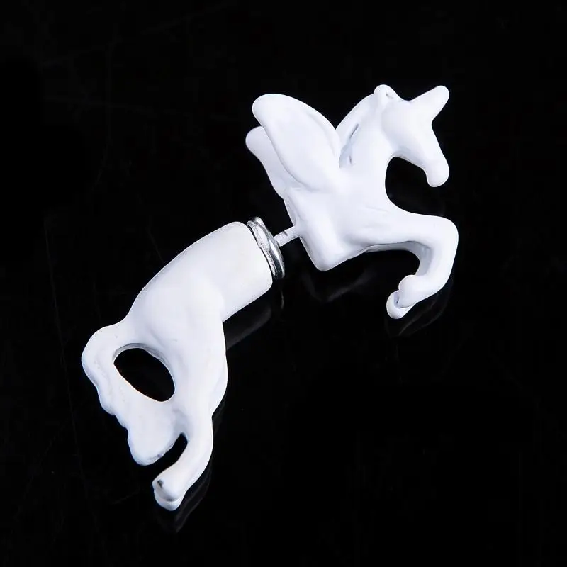 Винтаж 3D стереоскопического лошади летают животного Серьги-гвоздики Модные