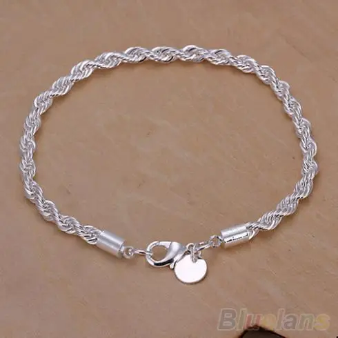Элегантный посеребренный браслет с витой веревкой 1T2M|bracelet designer|designer braceletbracelet chain