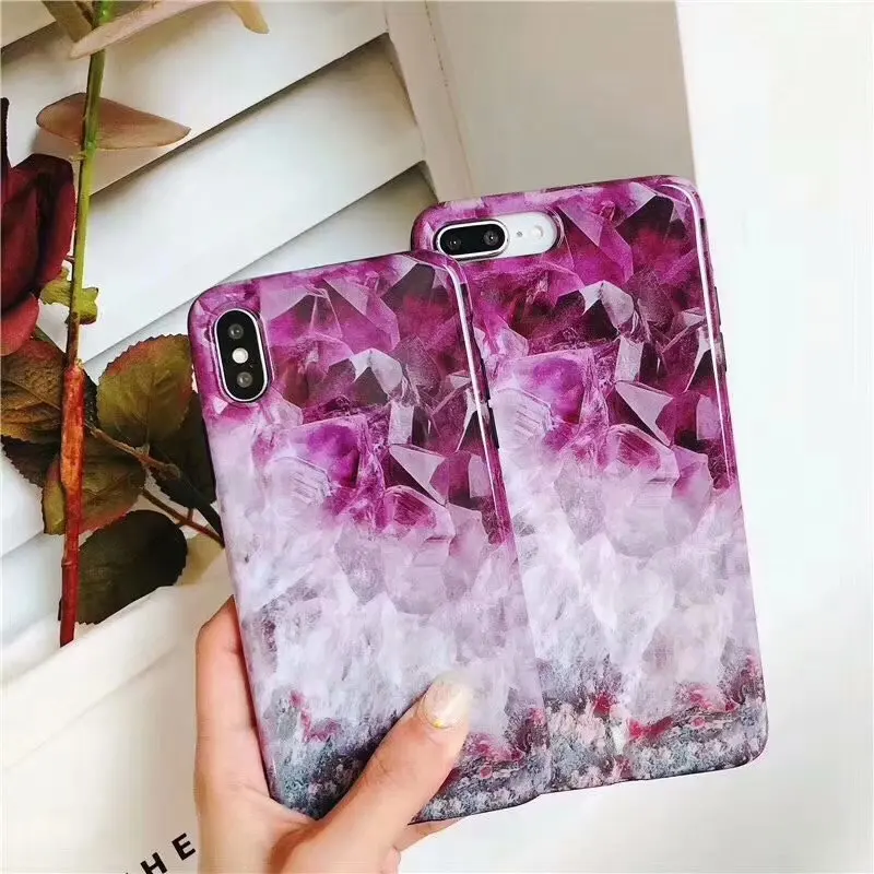 Фиолетовый Ретро Чехол Boucho для телефона iphone 6 6S 7 8 Plus Модный чехол с мраморным