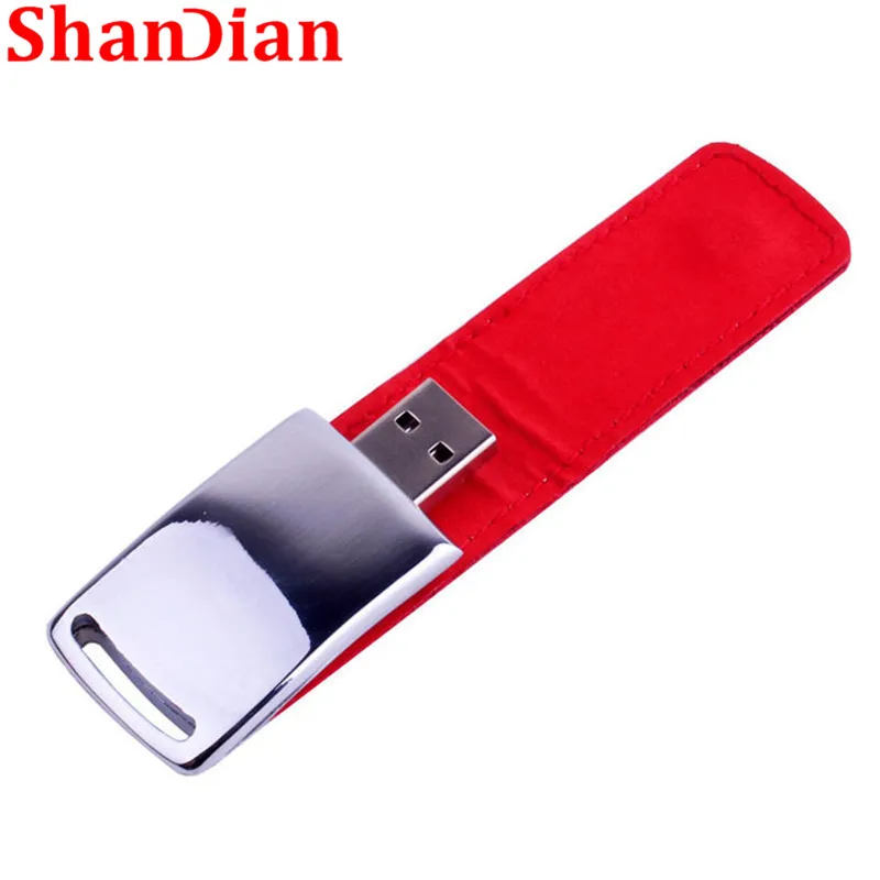 Брелок SHANDIAN из натуральной кожи и металла USB флеш накопитель на цепочке модный