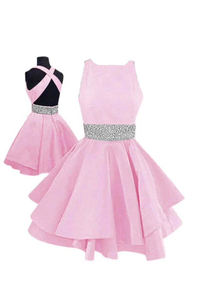 Простые элегантные желтые платья для встречи выпускников с бисером на талии