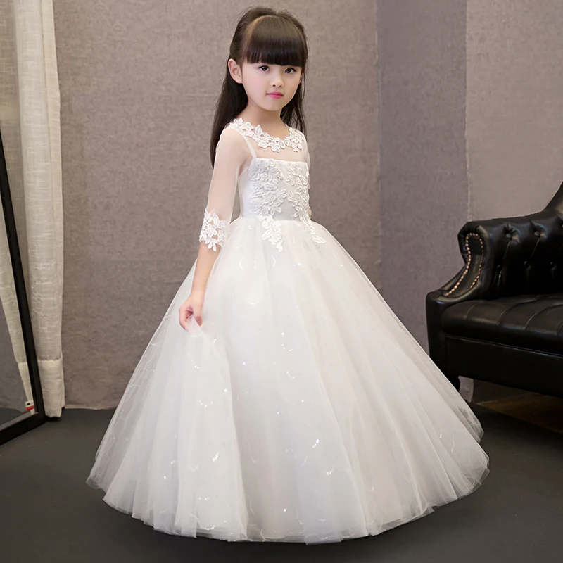 NICEOOXIAO Tulle Lace Flower Girl Dress Fashion Elegant Temperament Princess Birthday Party BNLF611-38 | Свадьбы и торжества