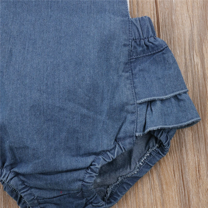 Sleeveless Infant Newborn Baby Girls Denim Romper Jumpsuit New Fashion Summer Ruffle Playsuit Girl Clothes Outfits 0-24M | Мать и ребенок