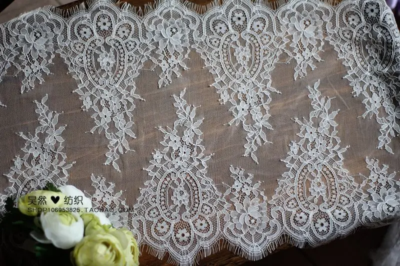 3 М/лот Изысканный Белый Черный Ресниц Кружевной Отделкой Ткани Ручной Работы DIY