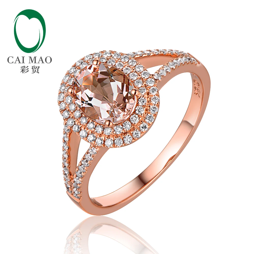 

New Arrival 14K Rose Gold 1.1ctw 6x8mm Oval Morganite and Pave Diamond Engagement Ring