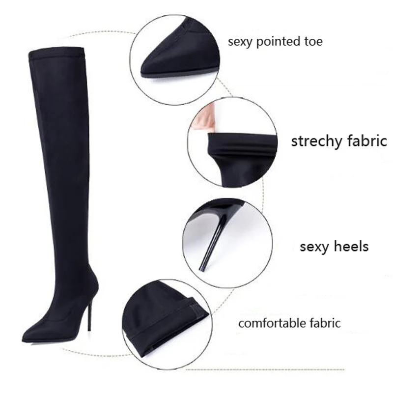 Модные Новые женские ботинки выше колена на хлопкового волокна Женская