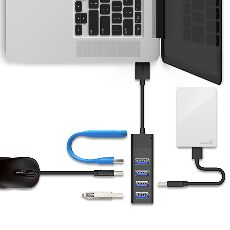 BASIX 4 порта Usb 3 0 концентратор адаптер в 1 USB OTG с * алюминиевый порт сплав для Macbook Air