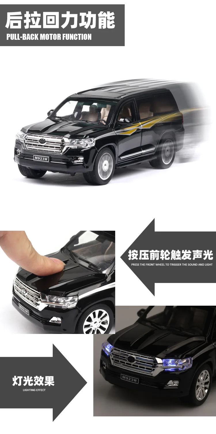 1:24 TOYOTA LAND CRUISER PRADO металлическая модель полицейской машины из сплава с откидной спинкой для детей подарки на день рождения игрушки