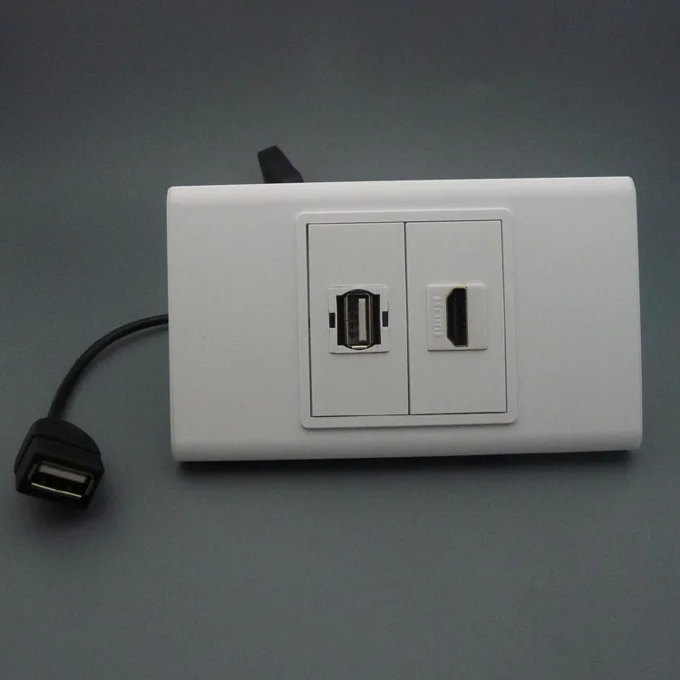 

120 X 70 HDMI USB with short cable Wall plate