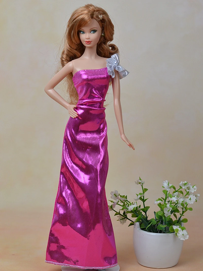 Сексуальное длинное платье на одно плечо для куклы Барби Vestido праздничное 1/6