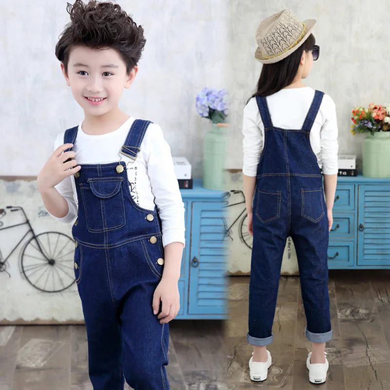 

Kids Denim Overalls for Teenagers Boys 8 Years Spring Denim Dungarees Girls Pocket Jumpsuit Children Boys Pants Children's Jeans