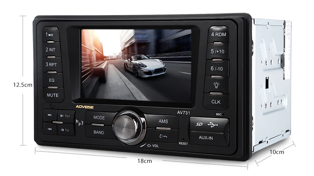 AV731 4,3 дюймов TFT экран автомобиля аудио стерео 12 В Авто Видео AUX FM USB SD MP3 плеер с функцией радио