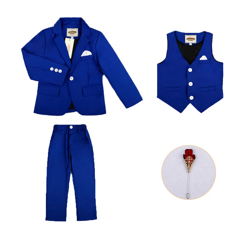 Jacket vest pants C Торжественный костюм жениха с цветочным узором для мальчиков; Детские свадебные куртки; жилет; брюки; одежда с галстуком; детский Блейзер; школьный выпускной костюм; платье-смокинг - Цвет: Jacket vest pants C