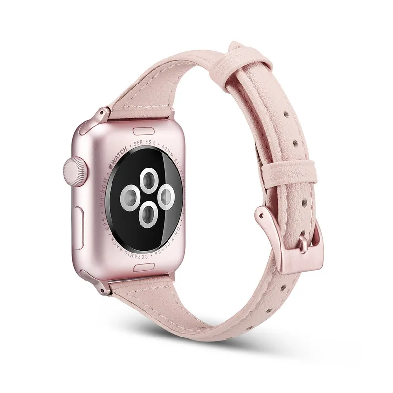 Ремешок из натуральной кожи для Apple Watch тонкий ремешок часов 4 3 2 1 40 44 42 38 мм |
