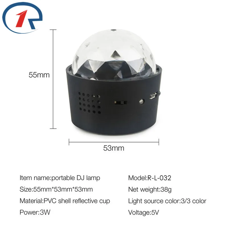 ZjRight USB 5 В встроенный аккумулятор музыкальное Звуковое управление RGB
