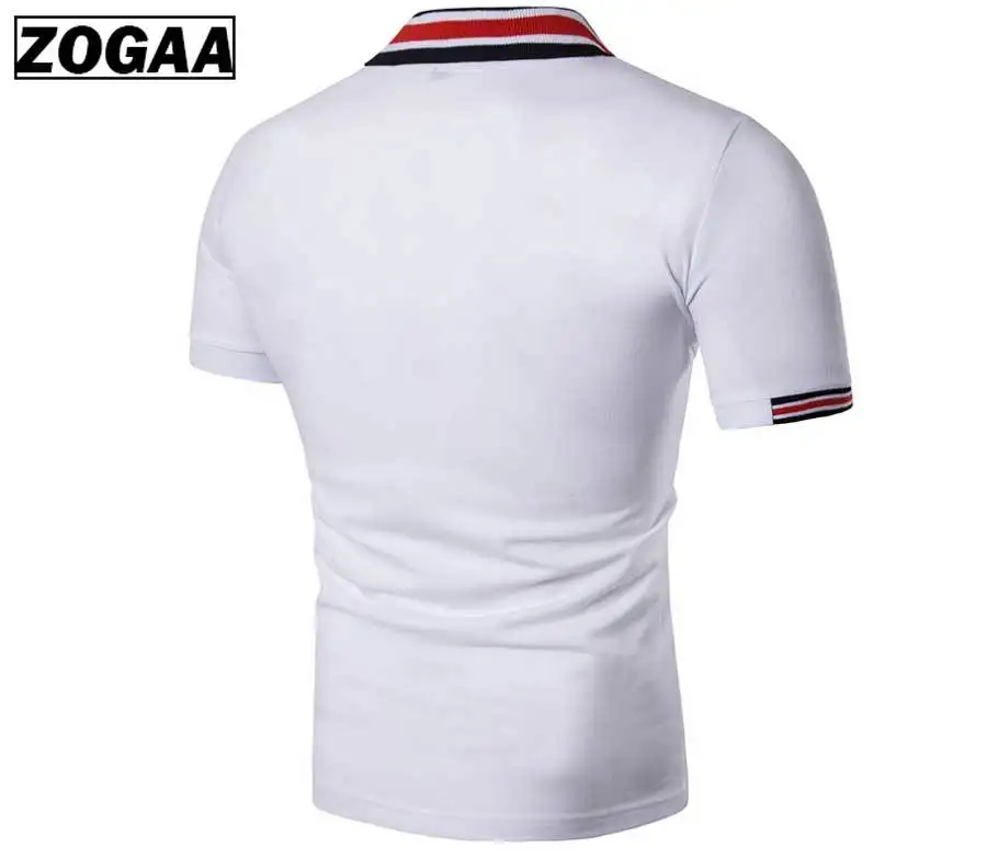 

Summer Simple Stripe Contrast Men's Lapel Solid Color Short Sleeve