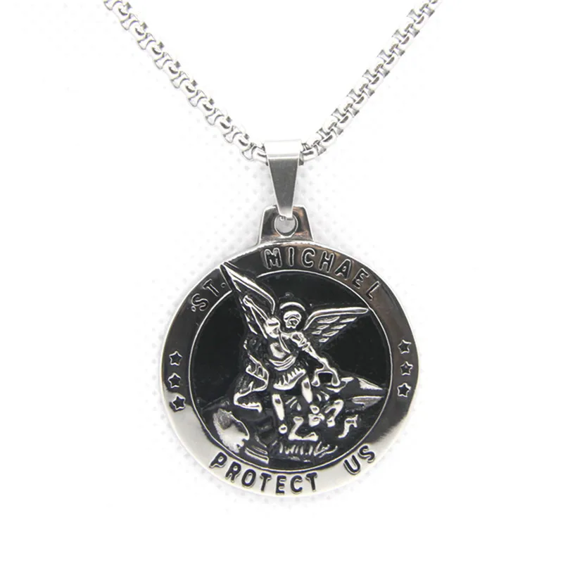 Подвеска SAINT MICHAEL PROTECT US 316L из нержавеющей стали Ювелирная подвеска с Майклом |