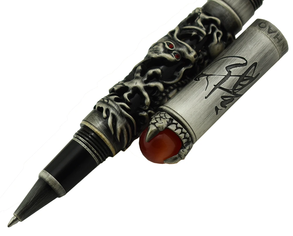 Новинка Jinhao Dragon King винтажная Ручка роллер с уникальным металлическим тиснением