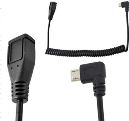 5 футов Спиральный кабель Micro USB B Pin P с левым углом от штекера к гнезду