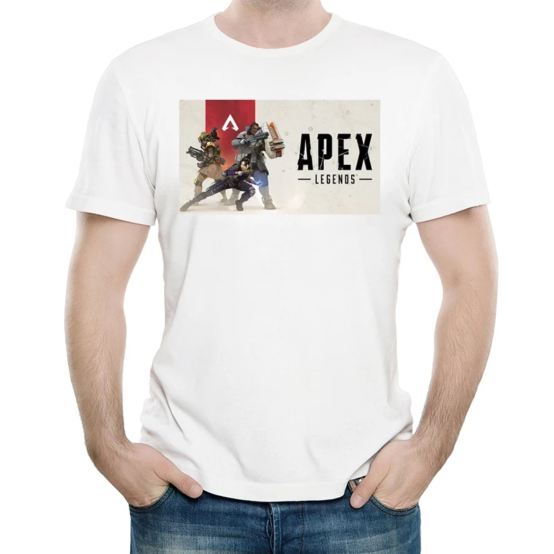 Apex Legends футболка белый цвет Мужская мода короткий рукав Apex Legends логотип футболка Майки футболки Повседневная игра футболка