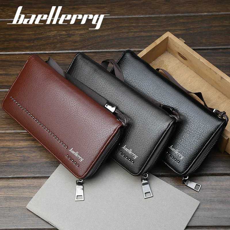 

2018 Luxury Brand Men Wallets Long Men Purse Card Holder Male Clutch PU Leather Zipper Wallet Men Business Male Coin Purse Black