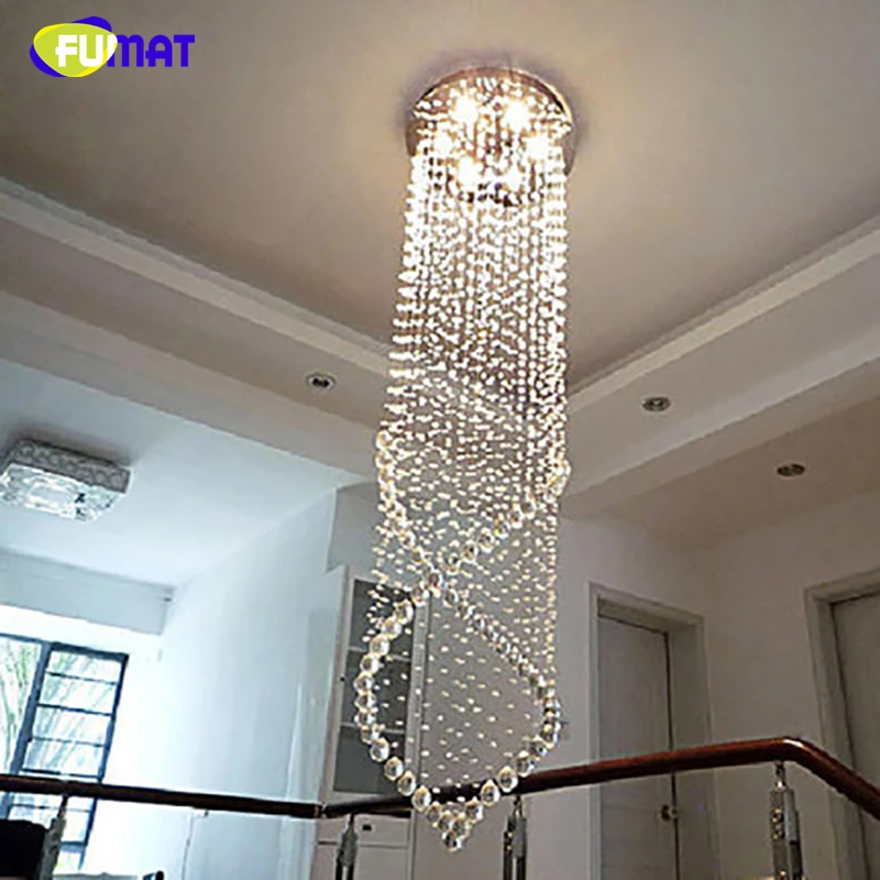 安い K9クリスタル階段シャンデリア現代ファッション芸術的なスパイラルサスペンション照明gu10 Ledホテルヴィラ吊りランプ