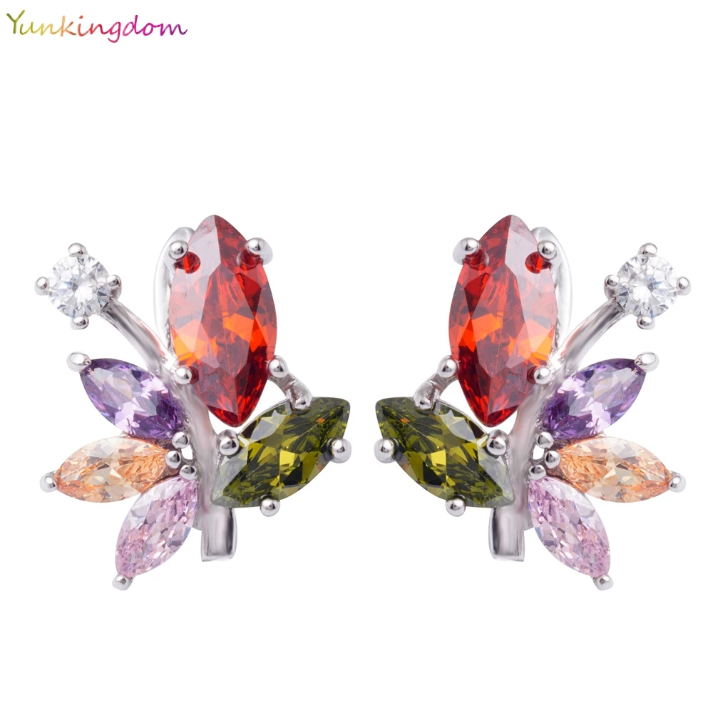Серьги-кольца Yunkingdom с большими листьями женские роскошные украшения из красного
