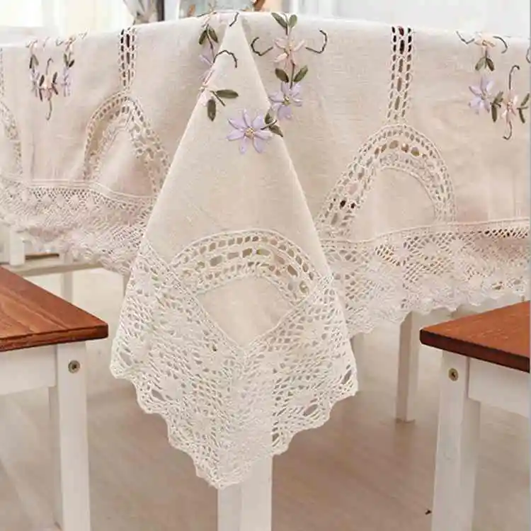 Free shipping cotton crochet lace pastoral handmade embroidery fabric tablecloth 4 sizes European tea table cloth/piano cover | Дом и сад