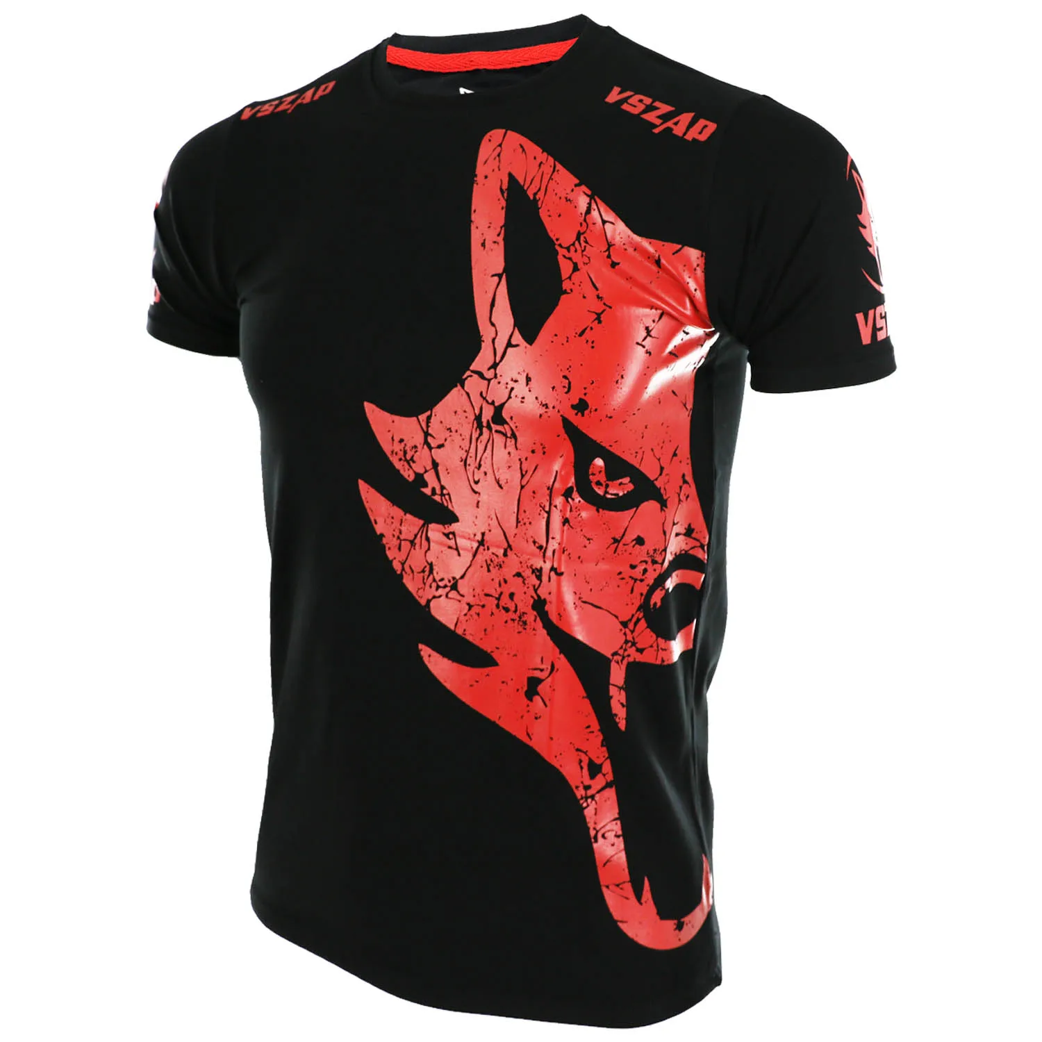 Красный VSZAP MMA футболка с бойцом Муай Тай короткие издевательства фитнес тренажерный зал тренировки Спортивная футболка Kick Boxing ropa MMA рубашка - Цвет: Красный