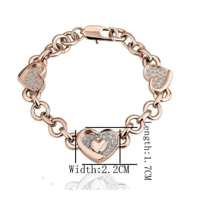 OMHXZJ AAA Zircon Crystal Silver Gold 18KT Platinum Woman Bride You In My Heart Necklace Earrings Bracelets Jewelry Sets ST67 | Украшения и