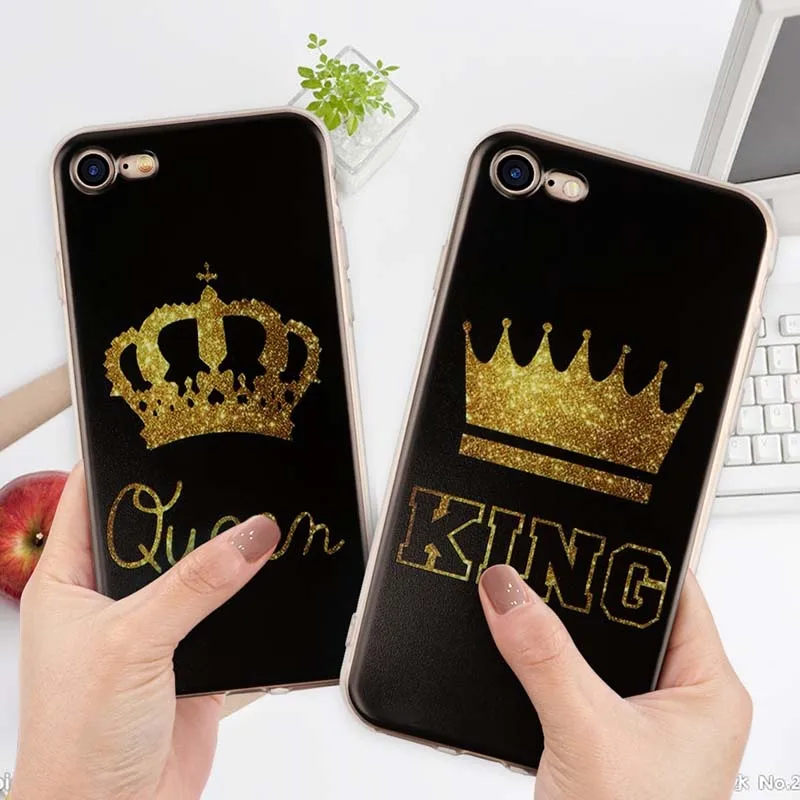 Чехол для iPhone X XR XS Max 6 7 8 плюс мода King queen пара чехол 5 5S SE samsung Galaxy S8 S9 |
