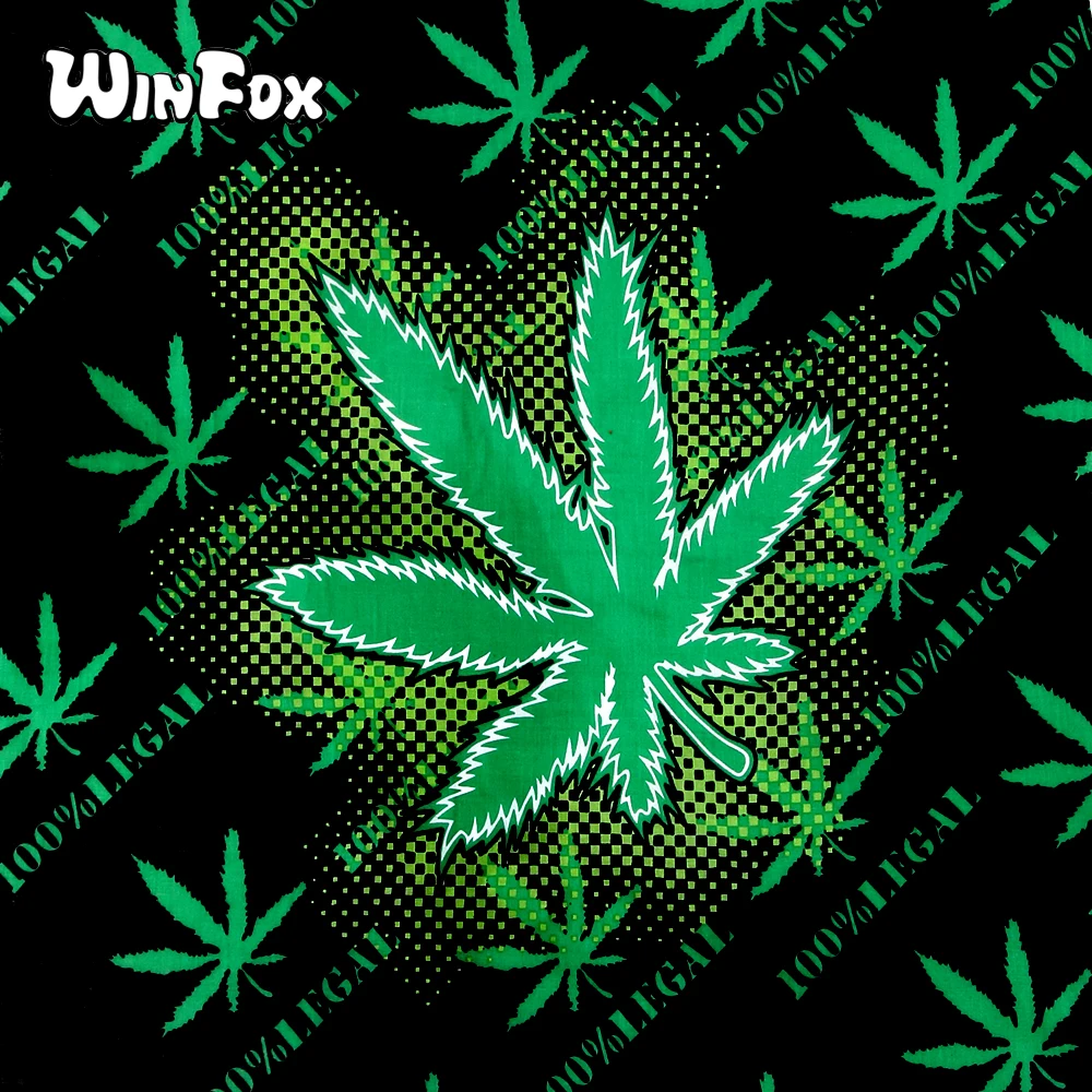 Winfox 55*55 см 100% хлопок в стиле хип хоп панк зеленая черная искусственная трава