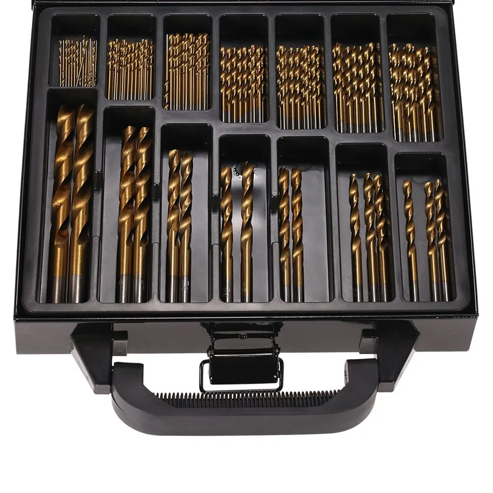 

99pcs 1.5-10mm Twist Drills Bits Kit HSS Titanium Coated Twist Drill Bit Set ferramentas hand repair dremel tools with Case Box)