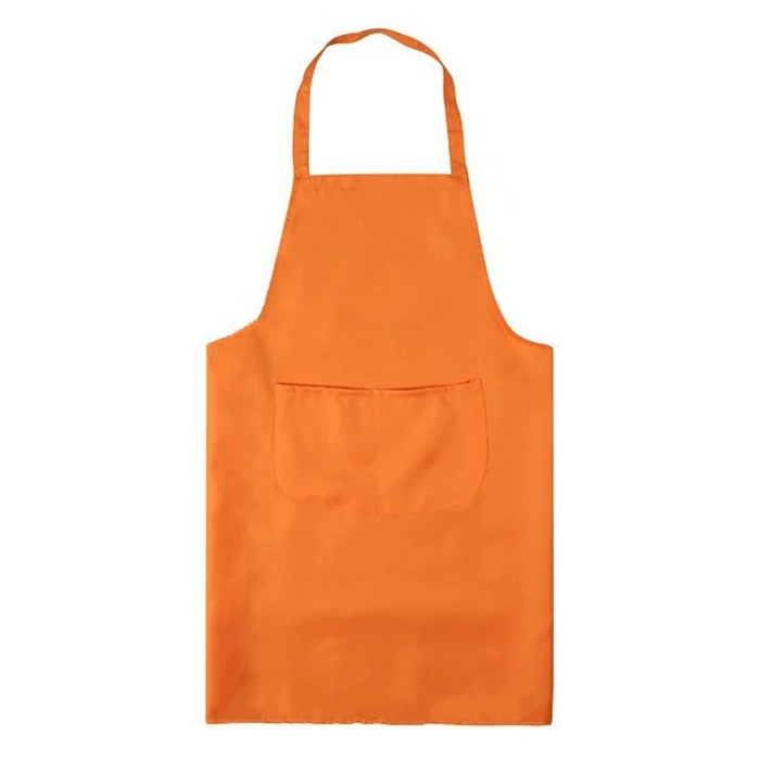 orange Однотонный кухонный фартук для приготовления пищи для женщин и мужчин, шеф-повара, официанта, кафе, магазина, фартуки для барбекю, парикмахеров, логотип на заказ, подарочные нагрудники - Цвет: orange