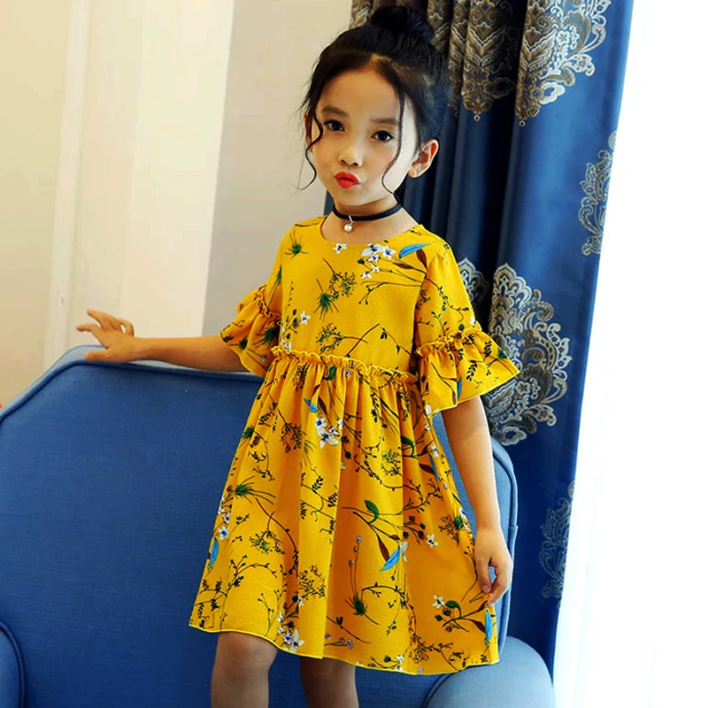 little girls floral dress teenage clothing dresses summer 2020 baby girl clothes kids print size 3456 7 8 9 10 years | Детская одежда и