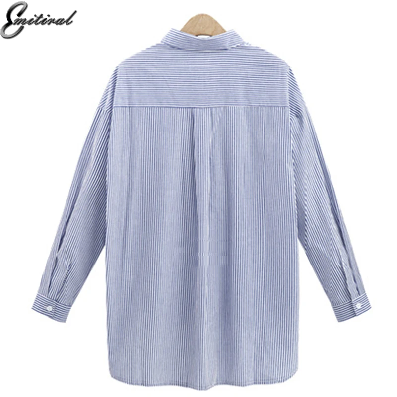 EMITIRAL 2017 осенние женские блузки полосатые строгие Цветочные губы элегантные 5XL с