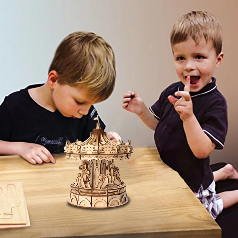 Robotime DIY 3D Деревянный мерри-go-круглая игра-головоломка подарок для детей ребенок