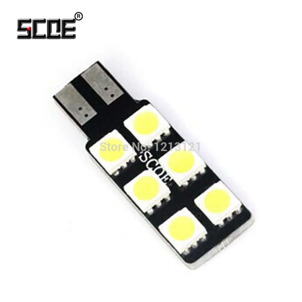 SCOE 10 шт. T10 W5W 6SMD 5050 Светодиодный светильник для чтения автомобиля светодиодный